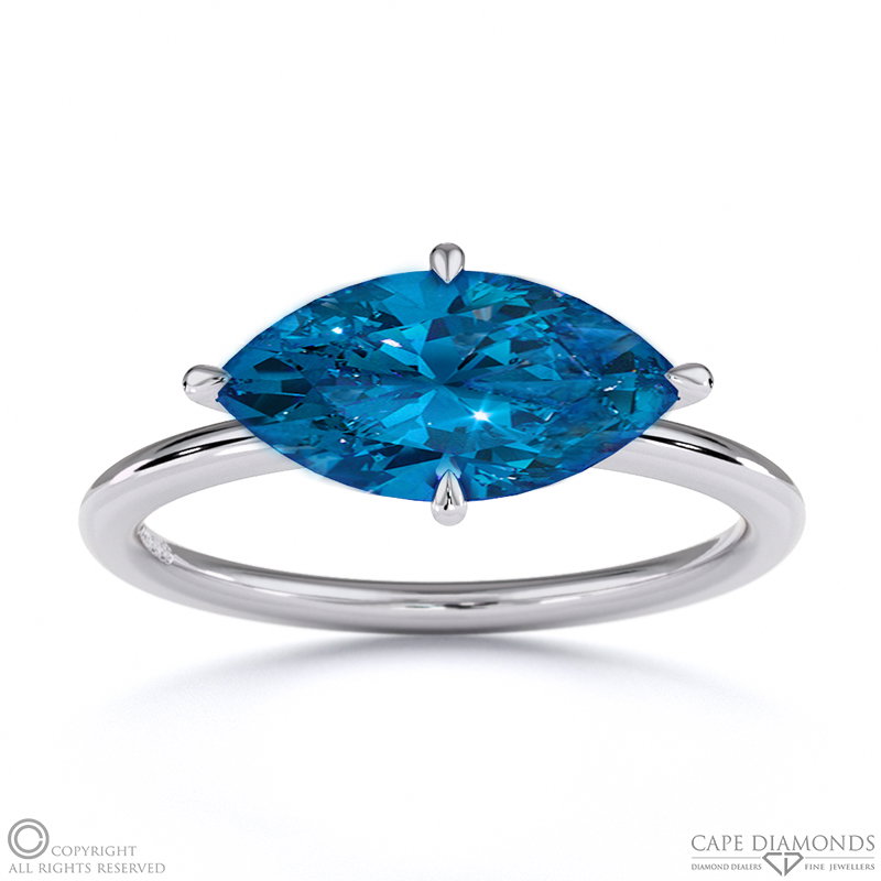 Sapphire East West Marquise Solitaire Engagement Ring White Gold