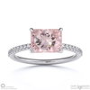 morganite east west emerald cut side stones engagement ring platinum with platinum metal and emerald shape diamond