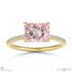 pink natural diamond radiant cut east to west setting pave engagement ring yellow gold with 18k yellow gold metal and radiant shape diamond