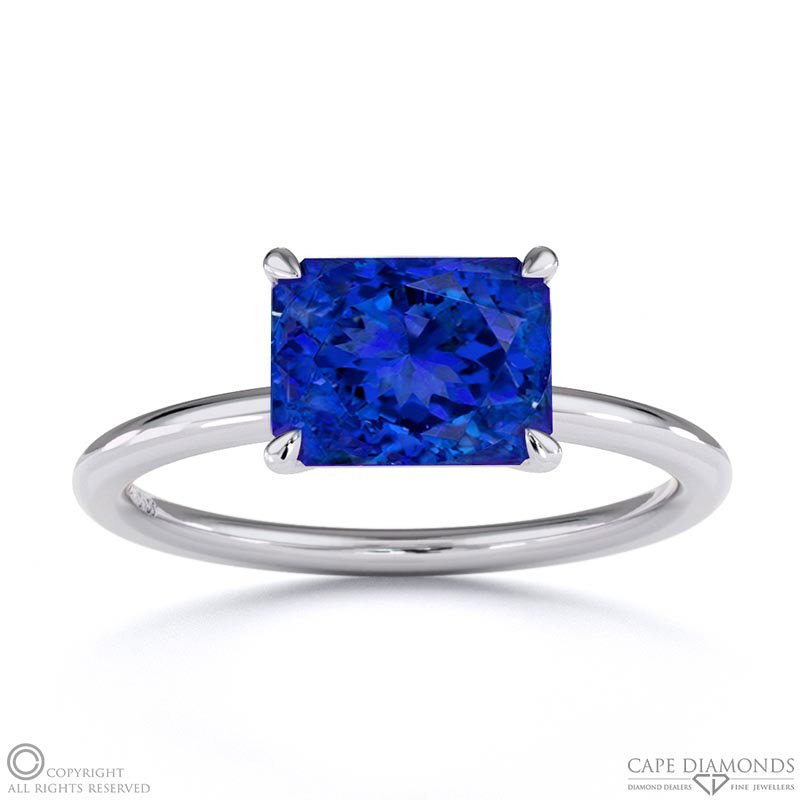 Tanzanite East West Radiant Cut Solitaire Engagement Ring White Gold