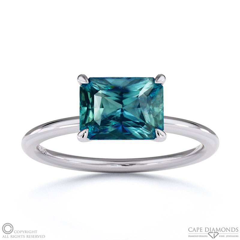 Alexandrite East West Radiant Cut Solitaire Engagement Ring White Gold