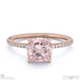 pink natural diamond cushion cut hidden halo side stones engagement ring rose gold with 18k rose gold metal and cushion shape diamond