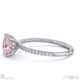 pink natural diamond cushion cut hidden halo side stones engagement ring platinum with platinum metal and cushion shape diamond