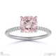 pink natural diamond cushion cut hidden halo side stones engagement ring platinum with platinum metal and cushion shape diamond