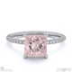 pink lab grown diamond princess cut hidden halo side stones engagement ring white gold with 9k white gold metal and princess shape diamond