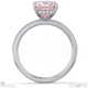 pink lab grown diamond princess cut hidden halo side stones engagement ring white gold with 9k white gold metal and princess shape diamond