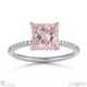 pink lab grown diamond princess cut hidden halo side stones engagement ring white gold with 9k white gold metal and princess shape diamond