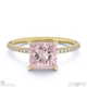 pink natural diamond hidden halo princess side stone engagement ring yellow gold with 9k yellow gold metal and princess shape diamond