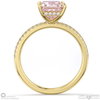 morganite princess cut hidden halo side stones engagement ring yellow gold with 9k yellow gold metal and princess shape diamond