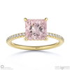 morganite princess cut hidden halo side stones engagement ring yellow gold with 9k yellow gold metal and princess shape diamond