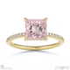 pink natural diamond hidden halo princess side stone engagement ring yellow gold with 9k yellow gold metal and princess shape diamond