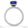 tanzanite princess cut hidden halo engagement ring platinum with platinum metal and princess shape diamond