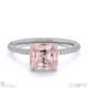 pink natural diamond hidden halo asscher side stone engagement ring white gold with 18k white gold metal and asscher shape diamond