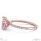 pink natural diamond emerald cut hidden halo side stones engagement ring rose gold with 18k rose gold metal and emerald shape diamond