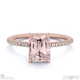 pink natural diamond emerald cut hidden halo side stones engagement ring rose gold with 18k rose gold metal and emerald shape diamond