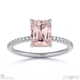 pink natural diamond emerald cut hidden halo side stones engagement ring platinum with platinum metal and emerald shape diamond