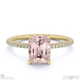 pink natural diamond hidden halo emerald side stone engagement ring yellow gold with 18k yellow gold metal and emerald shape diamond