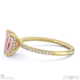 pink natural diamond hidden halo emerald side stone engagement ring yellow gold with 18k yellow gold metal and emerald shape diamond