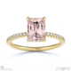 pink natural diamond hidden halo emerald side stone engagement ring yellow gold with 18k yellow gold metal and emerald shape diamond