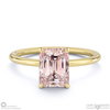 morganite emerald cut hidden halo engagement ring yellow gold with 18k yellow gold metal and emerald shape diamond