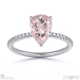pink natural diamond pear cut hidden halo side stones engagement ring platinum with platinum metal and pear shape diamond