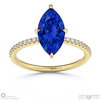 tanzanite hidden halo side stone engagement ring yellow gold with 18k yellow gold metal and marquise shape diamond