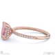 pink natural diamond radiant cut hidden halo side stones engagement ring rose gold with 9k rose gold metal and radiant shape diamond