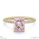 pink natural diamond radiant cut hidden halo side stones engagement ring yellow gold with 9k yellow gold metal and radiant shape diamond