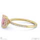 pink natural diamond radiant cut hidden halo side stones engagement ring yellow gold with 9k yellow gold metal and radiant shape diamond