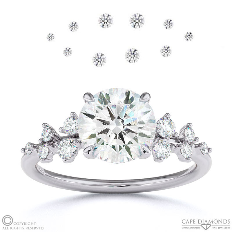 Lab Grown Diamond Round Stardust Engagement Ring White Gold