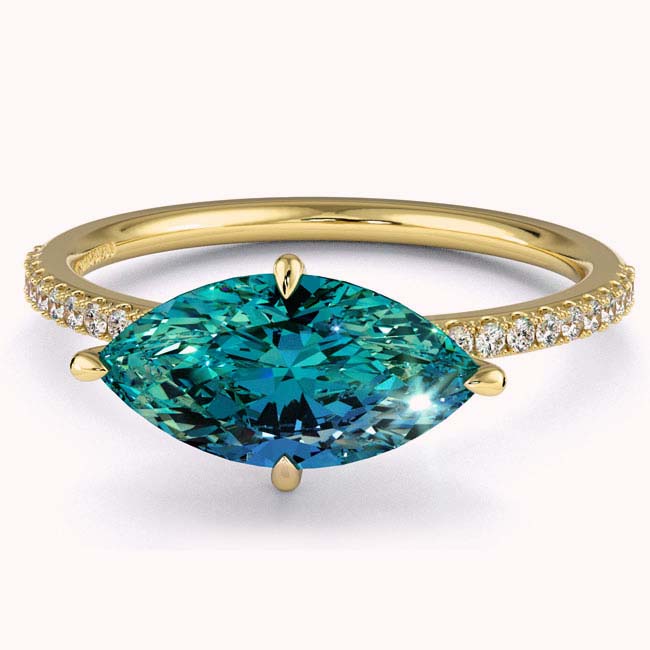 Yellow Gold Aquamarine Engagement Rings