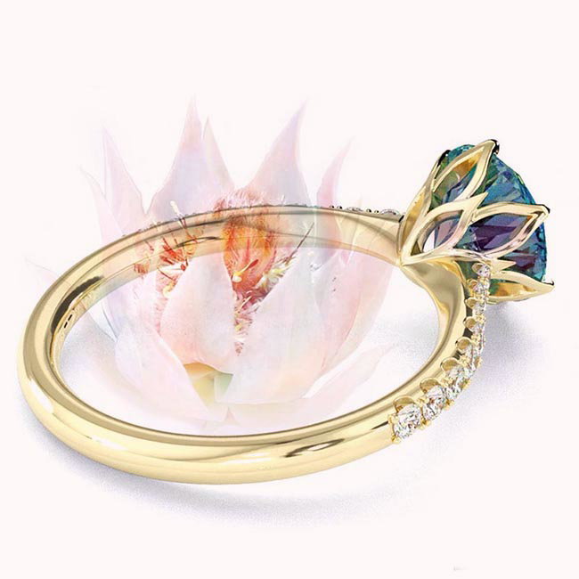Fynbos Floral Alexandrite Yellow Gold Engagement Rings