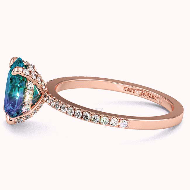 Hidden Halo Alexandrite Rose Gold Engagement Rings