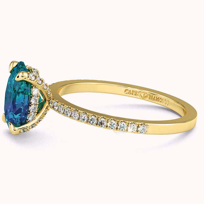Hidden Halo Alexandrite Yellow Gold Engagement Rings