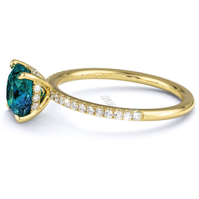 Side Stone Alexandrite Yellow Gold Engagement Rings