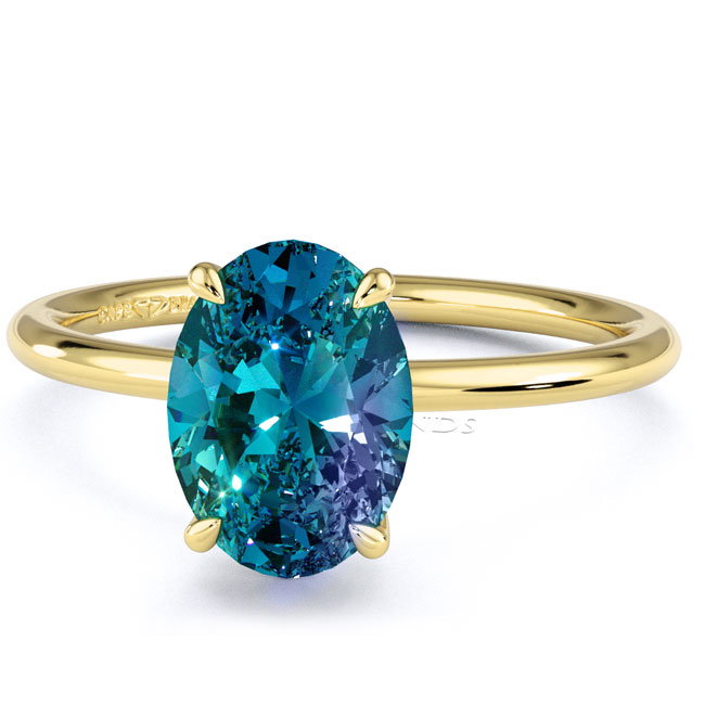 Solitaire Alexandrite Yellow Gold Engagement Rings