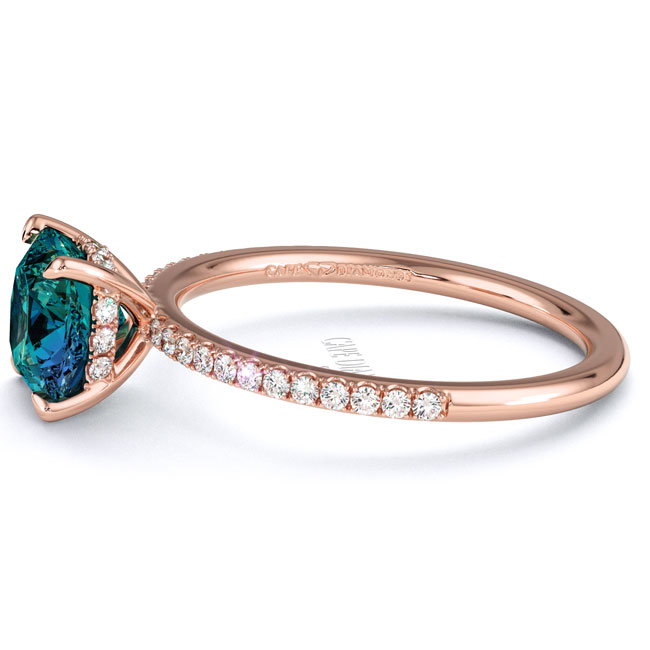 Side Stone Alexandrite Rose Gold Engagement Rings