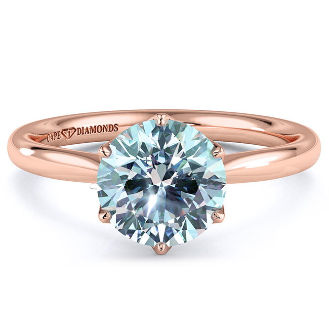 Rose Gold Solitaire Aquamarine Engagement Rings