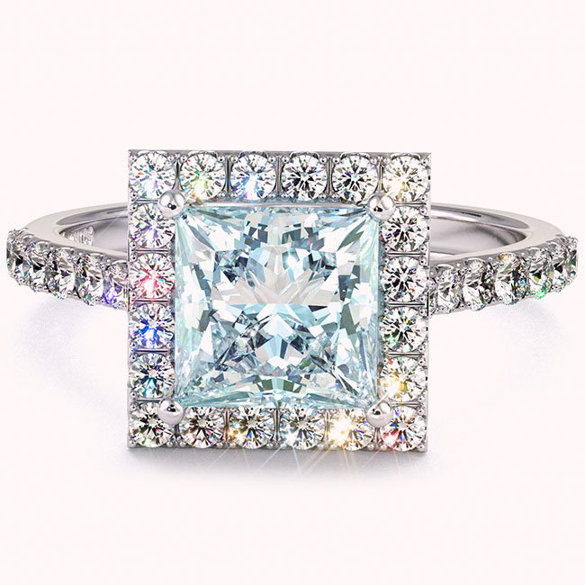 Halo Aquamarine Engagement Rings