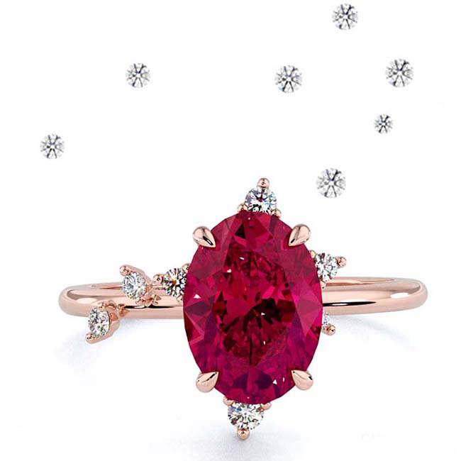 Rose Gold Celestial Ruby Engagement Rings