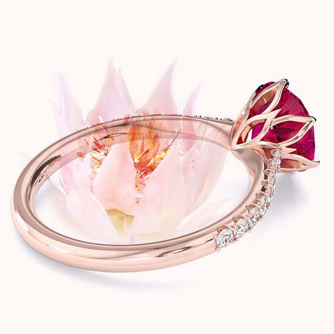 Fynbos Floral Rose Gold Spinel Engagement Rings