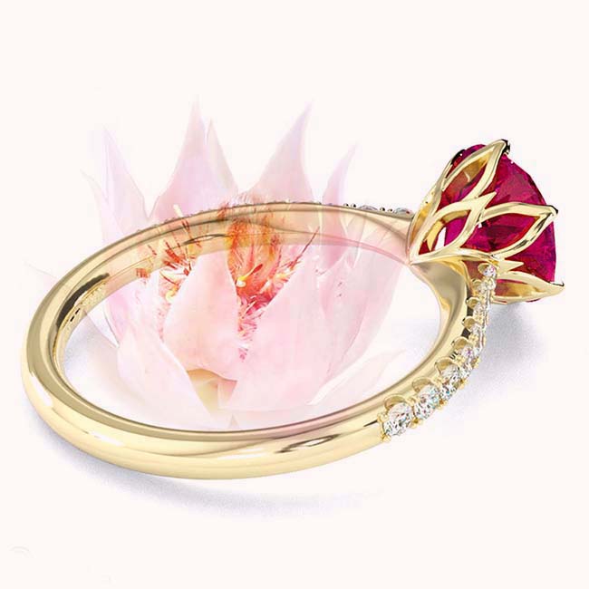 Fynbos Floral Yellow Gold Spinel Engagement Rings