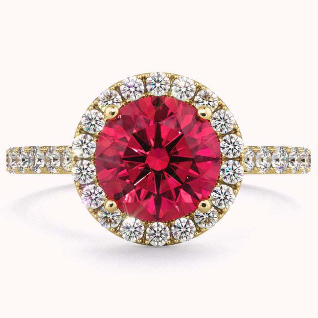 Yellow Gold Halo Spinel Engagement Rings