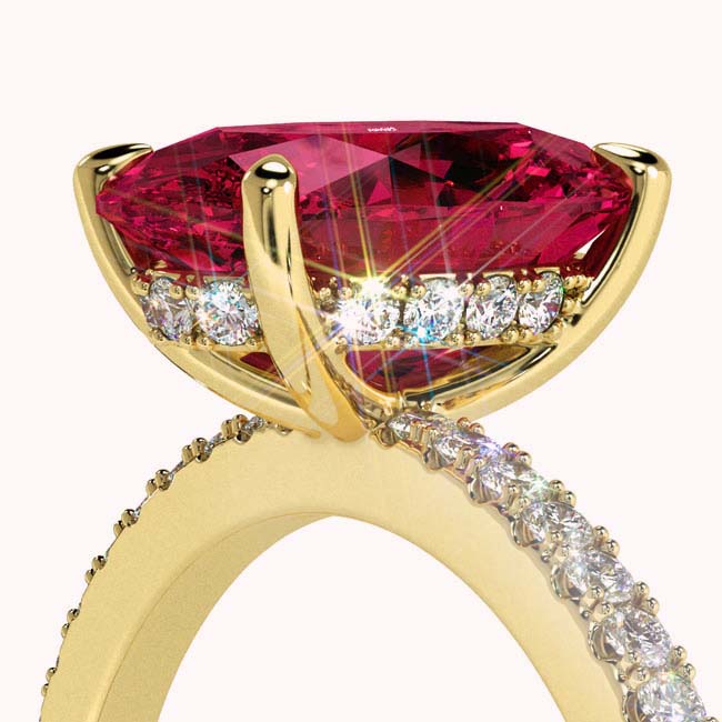 Yellow Gold Hidden Halo Spinel Engagement Rings