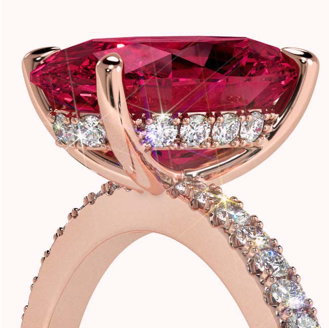 Rose Gold Hidden Halo Spinel Engagement Rings