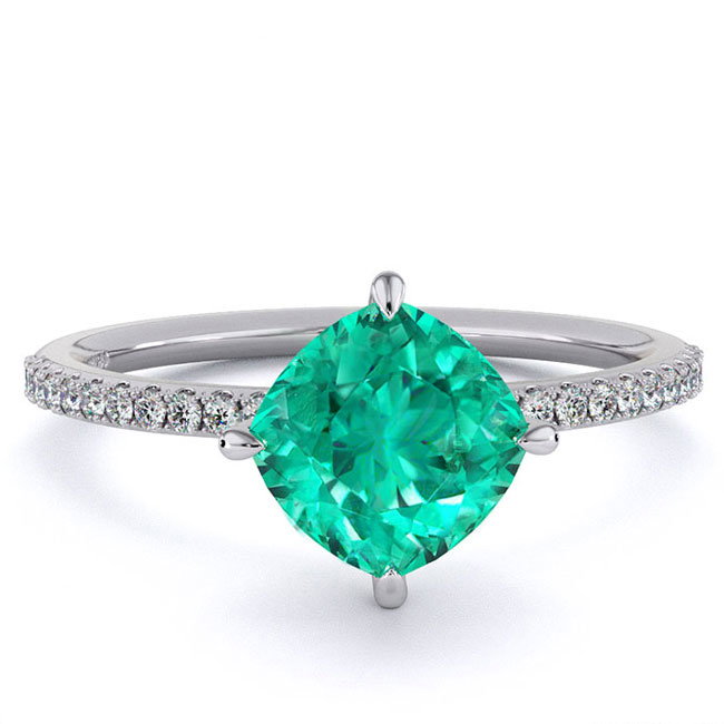 Side Stone Green Garnet Engagement Rings