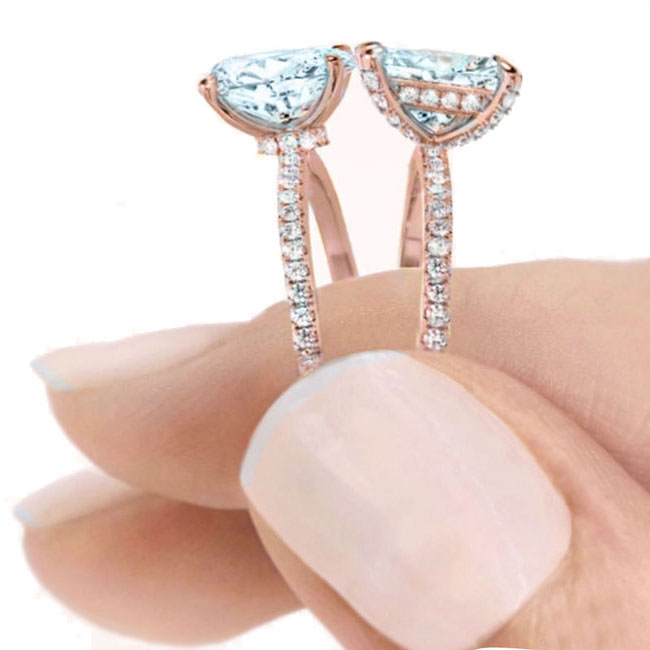 Trending Rose Gold Aquamarine Engagement Rings