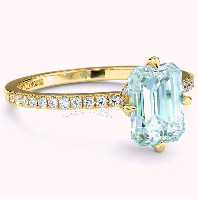 Yellow Gold Aquamarine Engagement Rings