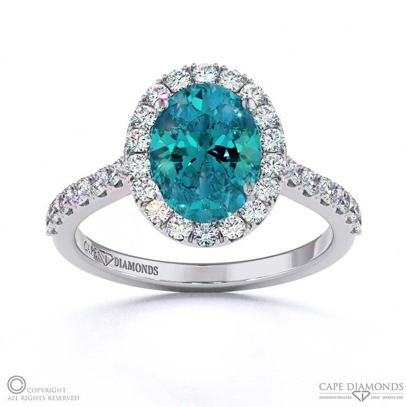 Alexandrite Oval Halo Engagement Ring White Gold