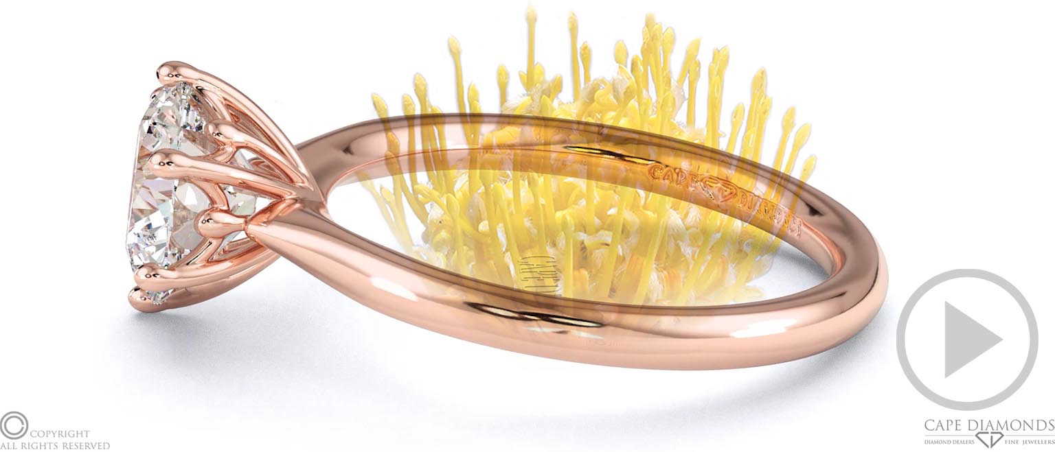 Pincushion Soltaire Natural Diamond Engagement Ring Rose Gold top video